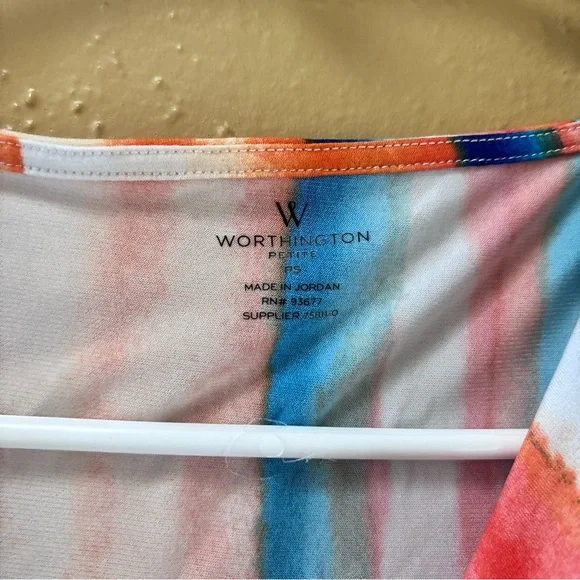 Worthington Orange and Blue Striped Blouse - Picture 3 of 5